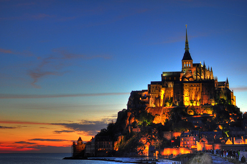 au couché du soleil